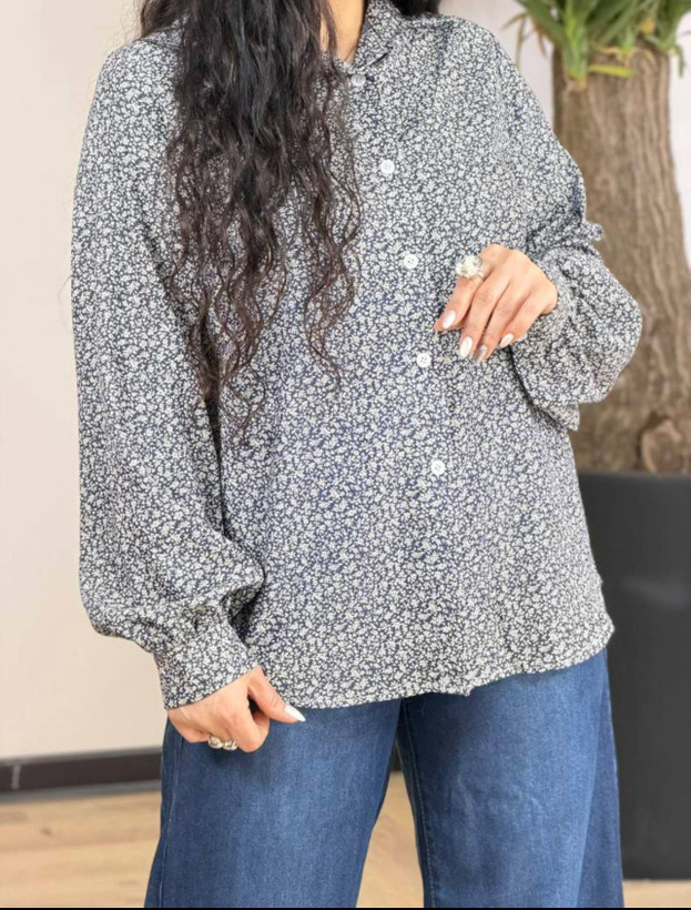 شومیز گلدار زنانه تنسل نخ